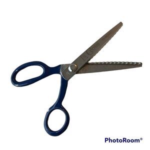 La Cross Made Italy Chrome 557 Pinking Shears 7" Blue Vintage Sewing Crafts